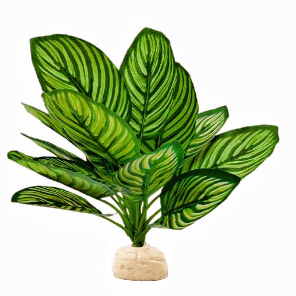 Reptile Terrarium Decor, Artificial Calathea Plant for Crested Geckos