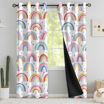 chiinvent Rainbow Blackout Curtains for Kids, 132.1 x 213.4 cm, 2 Panels