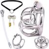 ScreaAss Extra-Small Metal Penile Cage with Urethral Dilator, Double Testicle Rings & Belt Set, Silver, 50 mm view 1