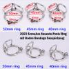 ScreaAss Extra-Small Metal Penile Cage with Urethral Dilator, Double Testicle Rings & Belt Set, Silver, 50 mm view 3