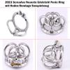 ScreaAss Extra-Small Metal Penile Cage with Urethral Dilator, Double Testicle Rings & Belt Set, Silver, 50 mm view 4