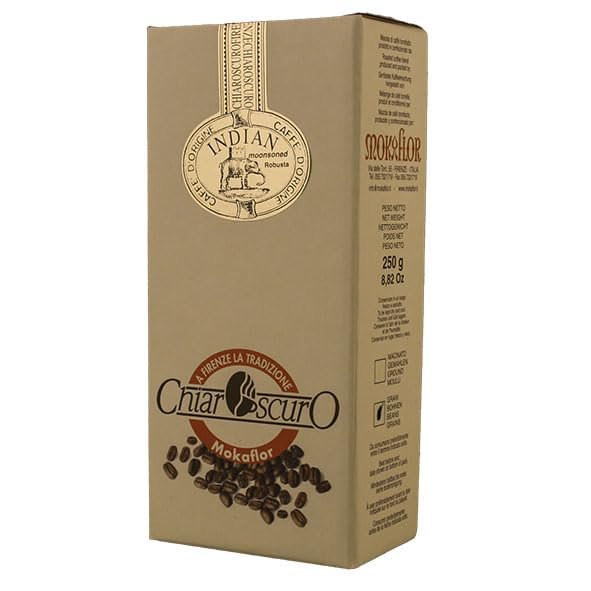 Mokaflor Chiaroscuro Indian Monsooned Whole Coffee Beans, 250 g
