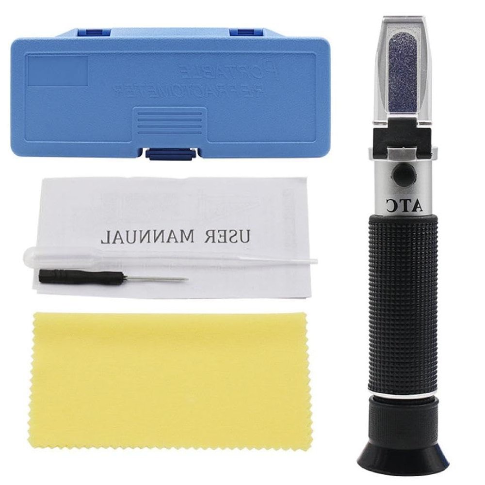 QRONCES Handheld Salinity Refractometer 0 to 100% Salinometer 1.000–1.070 Seawater Salt Concentration Tester for Aquarium