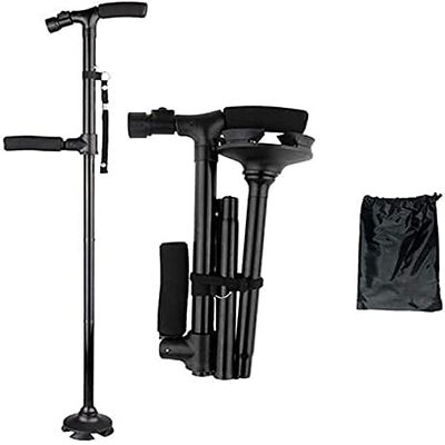 SilteD Four-Legged Walking Cane for Adults, Foldable and Telescopic Aluminum Alloy Cane