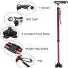 T-Handle Walking Cane, 2-Section Aluminum, Lightweight, Non-Slip, Height-Adjustable, 4-Prong Base view 4