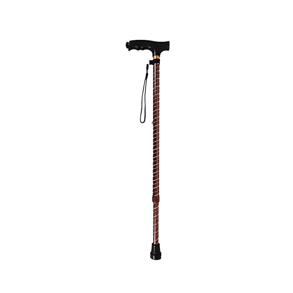 Crutch for Elderly Men, Lightweight Walking Cane, Single-Foot Crutch, Telescopic Aluminum Alloy, Bronze