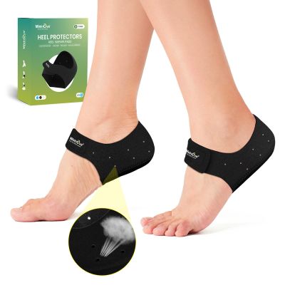 Welnove Heel Protectors for Plantar Fasciitis, Gel Heel Cups for Women and Men, Heel Spurs, Pain Relief, Achilles Tendonitis, Dry Heels (Black, Size S)