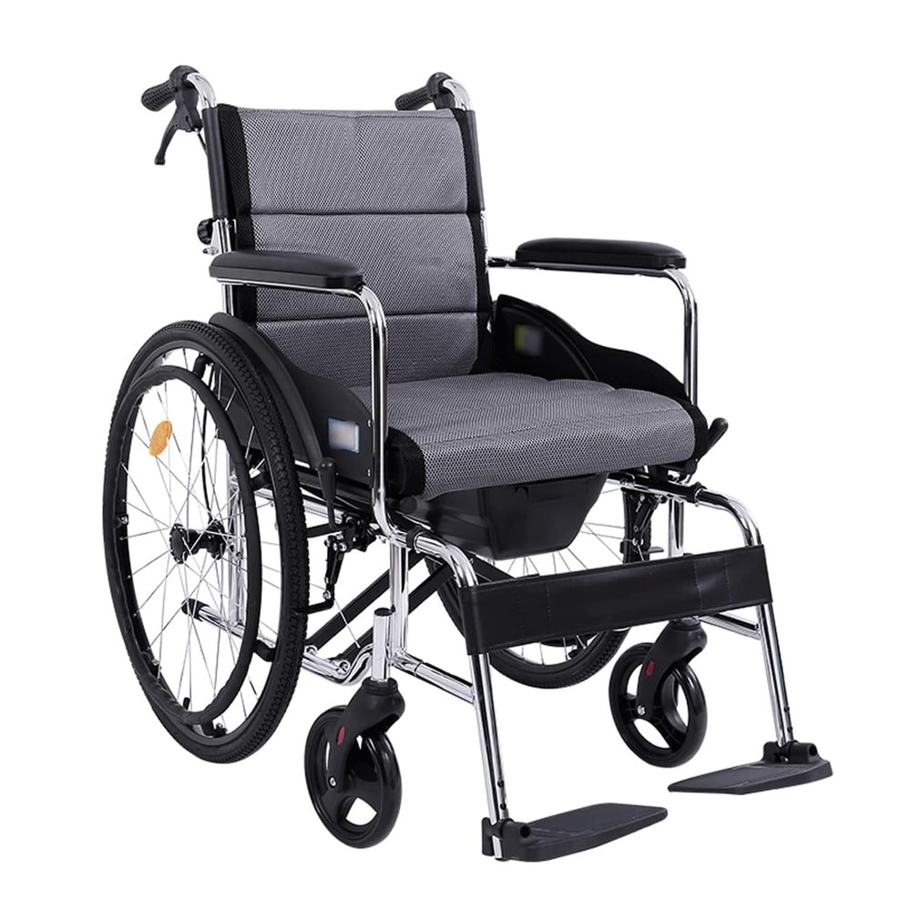 Rieort Transport Wheelchair, Adjustable Backrest, Folding Wheelchair with Hand Brakes, Carbon Steel, 220 lb Capacity, Manual Wheelchair for Adults