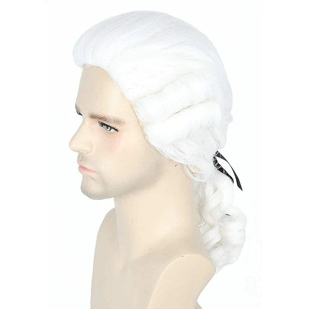 Vepoty Men’s Colonial Judge Wig, Long Curly Wavy Synthetic Cosplay Wig