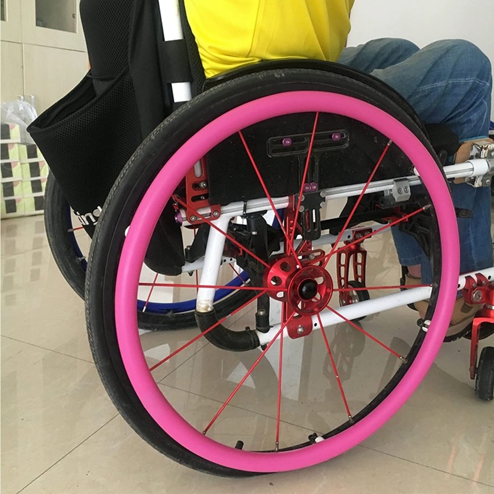 Wheelchair Push Rim Covers, 24-Inch Rear Wheel Covers, Non-Slip Silicone Grip Covers, 1 Pair