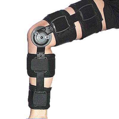 KhUKhu Foldable Knee Brace and Immobilizer, Adjustable for Left or Right Leg, Black
