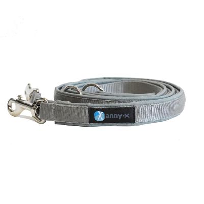 anny-x Classic Bolt Fun Partially Padded Dog Leash, Gray/Silver, 3 m