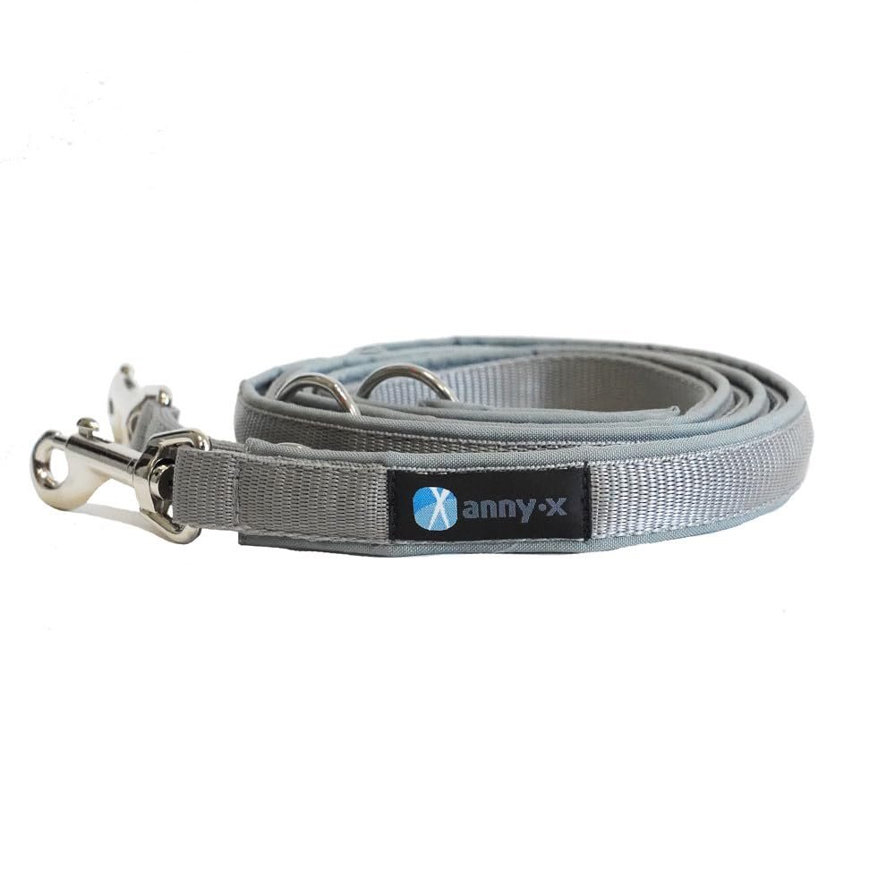 anny-x Classic Bolt Fun Partially Padded Dog Leash, Gray/Silver, 3 m