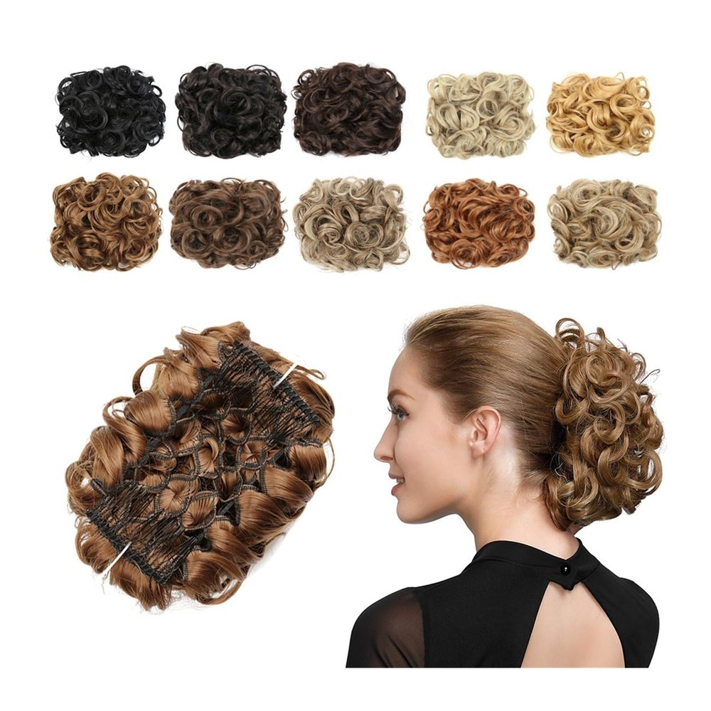 Bun Hairpiece Comb Clip-In Extension for Curly Hair, Messy Waves, Curly Buns and Synthetic Chignon Ponytail Extensions with Clips for Daily Use