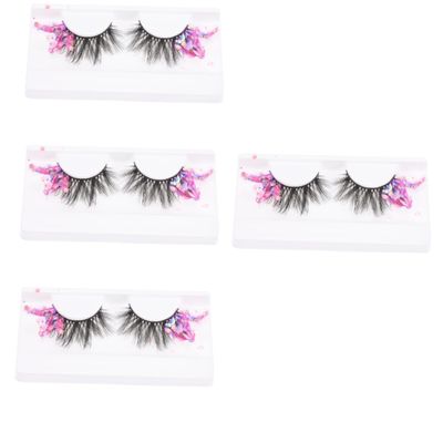 FRCOLOR 4 Pairs Decorative Fluorescent Glitter False Eyelashes for Parties