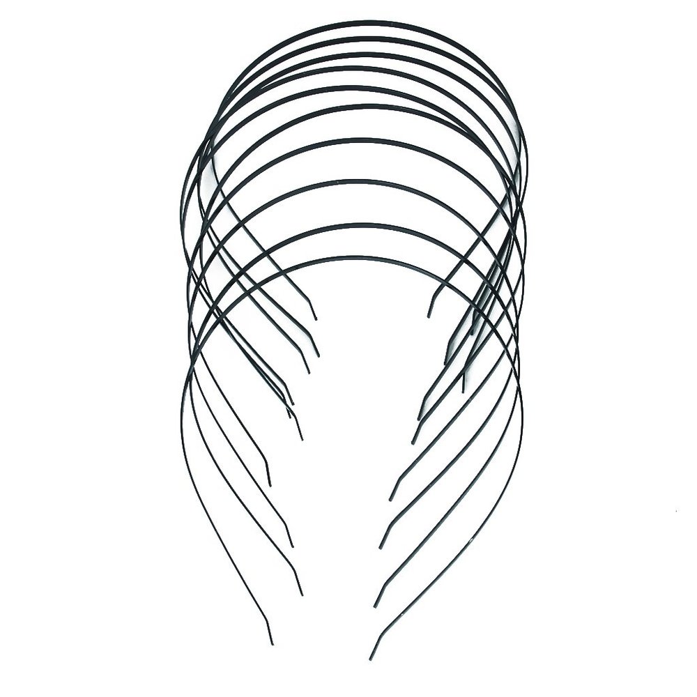 Tiuimk 3 mm Black DIY Headbands, Set of 10, Stainless Steel Blanks