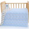 Chickwin 6-Layer Cotton Muslin Baby Blanket, Jacquard, Soft and Cozy, Blue Fish, 110 x 110 cm view 1