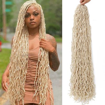 Faux Loc Crochet Hair, Synthetic Goddess Dreadlock Extensions, 24 in, 4-Pack, Color 613