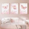 Yangld Islamic Pink Butterfly Wall Art Prints for Girls' Room, 19.6 x 27.5 in (50 x 70 cm), Set of 3, Unframed view 1