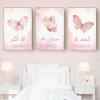 Yangld Islamic Pink Butterfly Wall Art Prints for Girls' Room, 19.6 x 27.5 in (50 x 70 cm), Set of 3, Unframed view 2