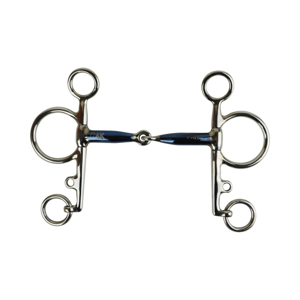 AK Single-Jointed Sweet Iron Pelham Horse Bit, AKRS-2611 (Blue/Silver, 4.75 in)
