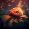 Poster 70 x 110 cm: Goldfish Swimming in an Aquarium with Bokeh Background, 3D Rendering (210271303) view 1