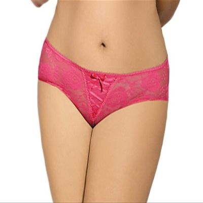 FRINZA Plus-Size Bikini High-Waisted Crotchless Lace Panties, Sheer Open-Crotch Underwear, M–6XL (Rose, 3XL)