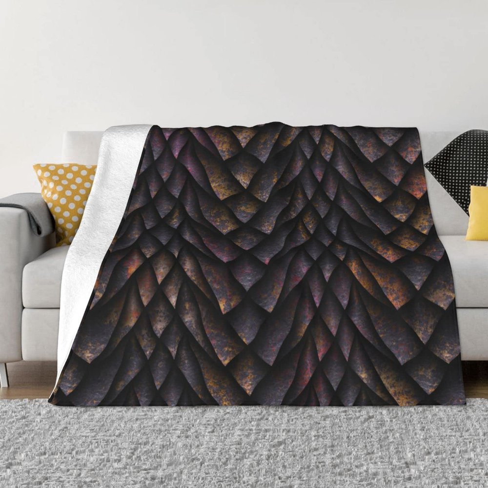 3D Brown Dragon Scale Fleece Throw Blanket, 80 x 60 in