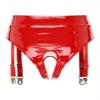 HULIJA Women's Wet-Look Open-Crotch Thong with Garter Straps, Red, XL view 4