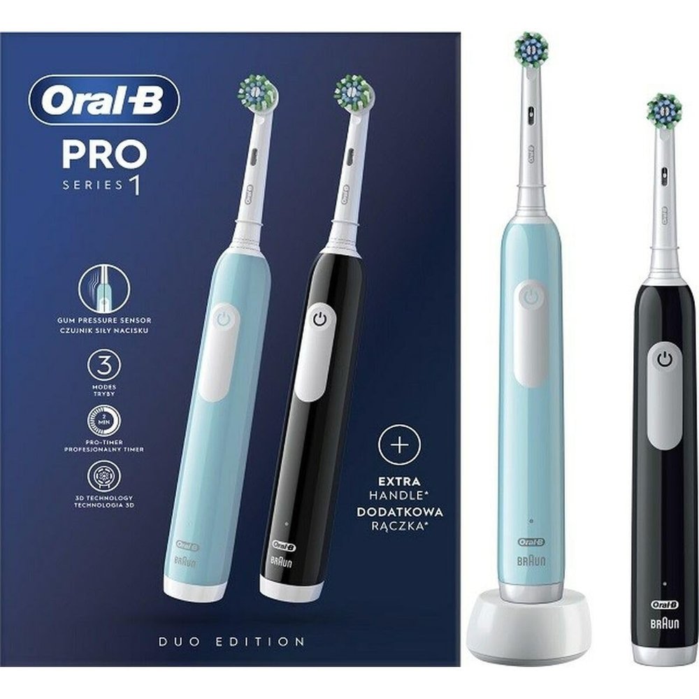 Oral-B Pro Series 1 Electric Toothbrush, 2-Pack, Blue and Black