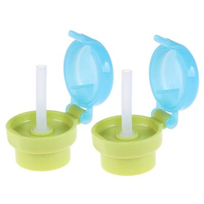 Knig Design 2-Pack Straw Lid Covers with Screw Closure for Baby Water Bottles, Green