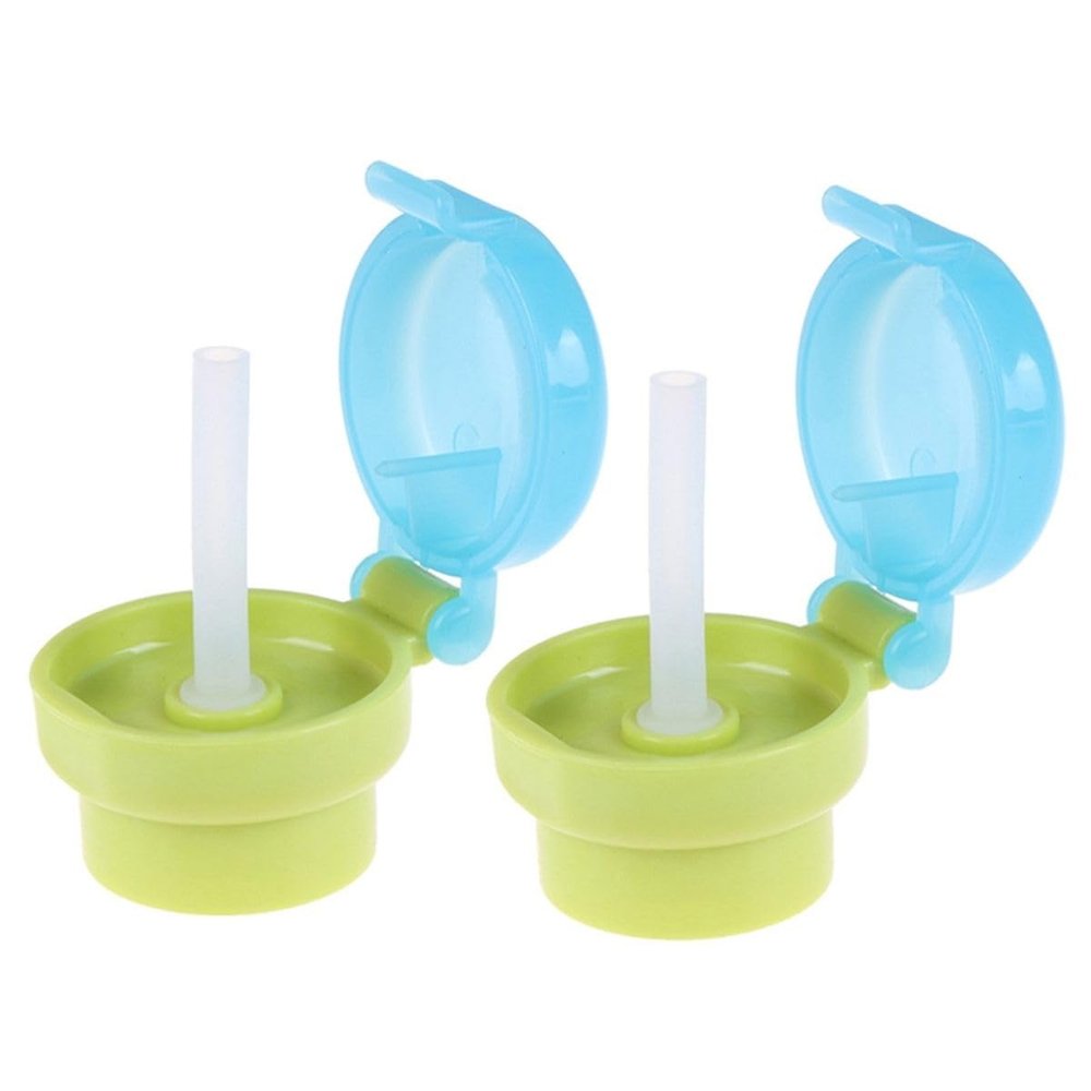 Knig Design 2-Pack Straw Lid Covers with Screw Closure for Baby Water Bottles, Green