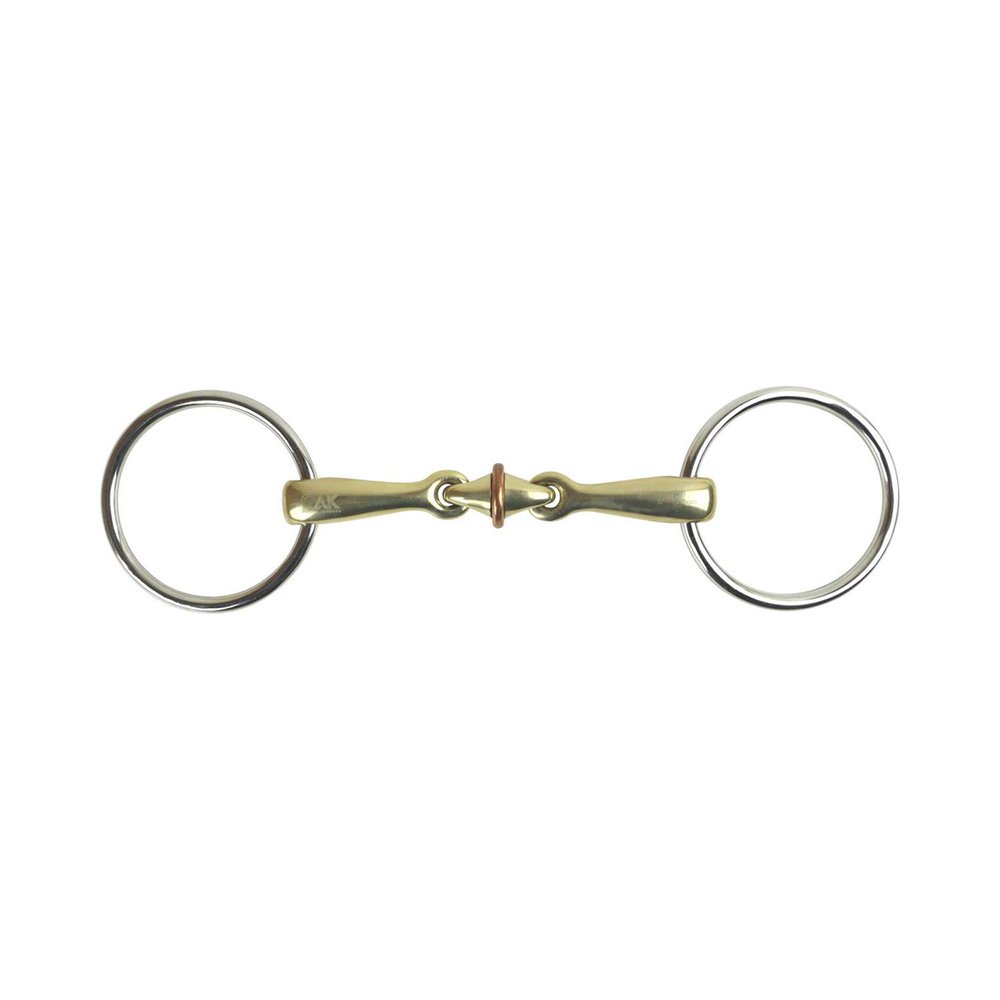 AK Loose Ring Rhombus with Copper Roller Middle Link German Silver Horse Bit AKRS-2625, 4.75 in