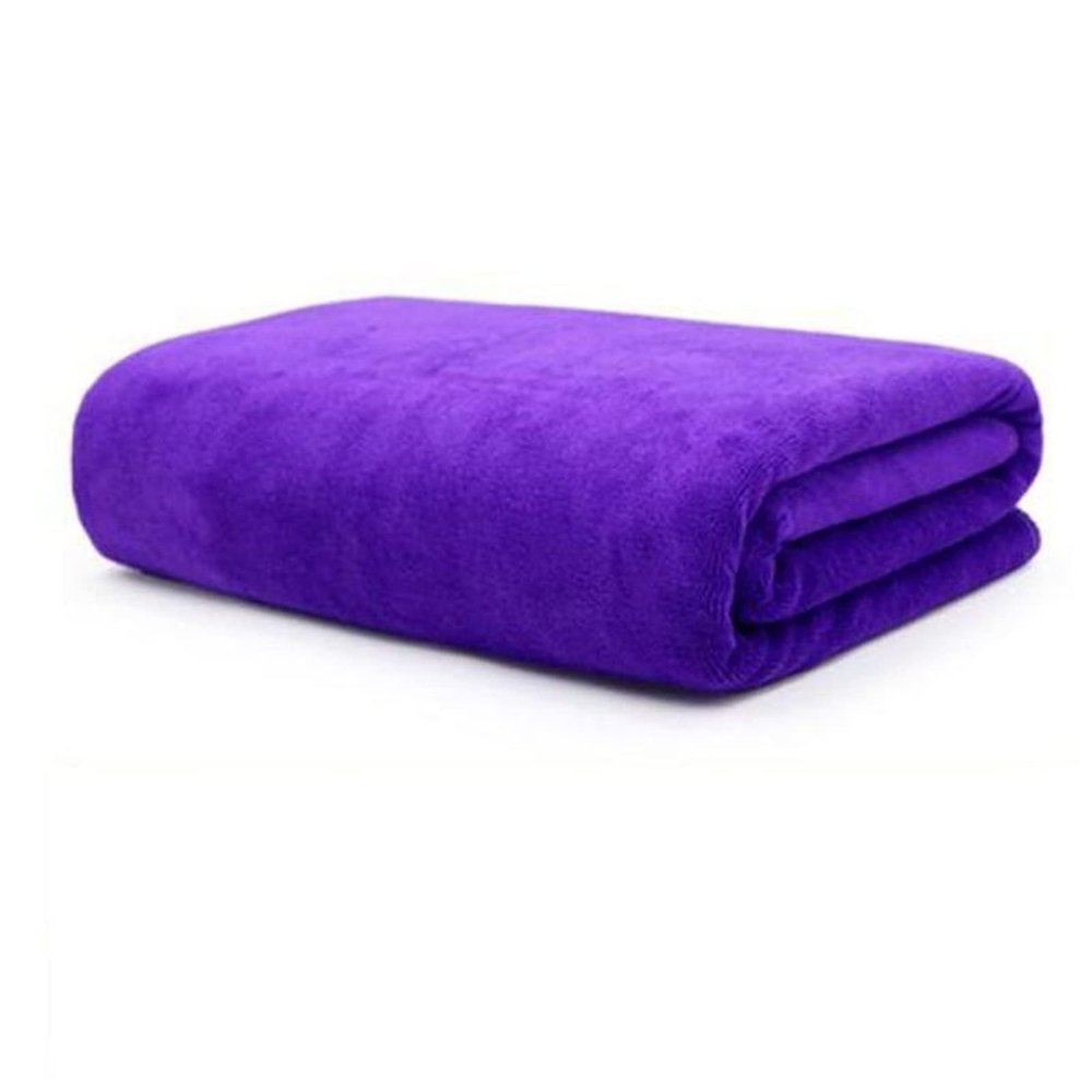 Solid-Color Thick Microfiber Bath Towel, Purple, 1 pc