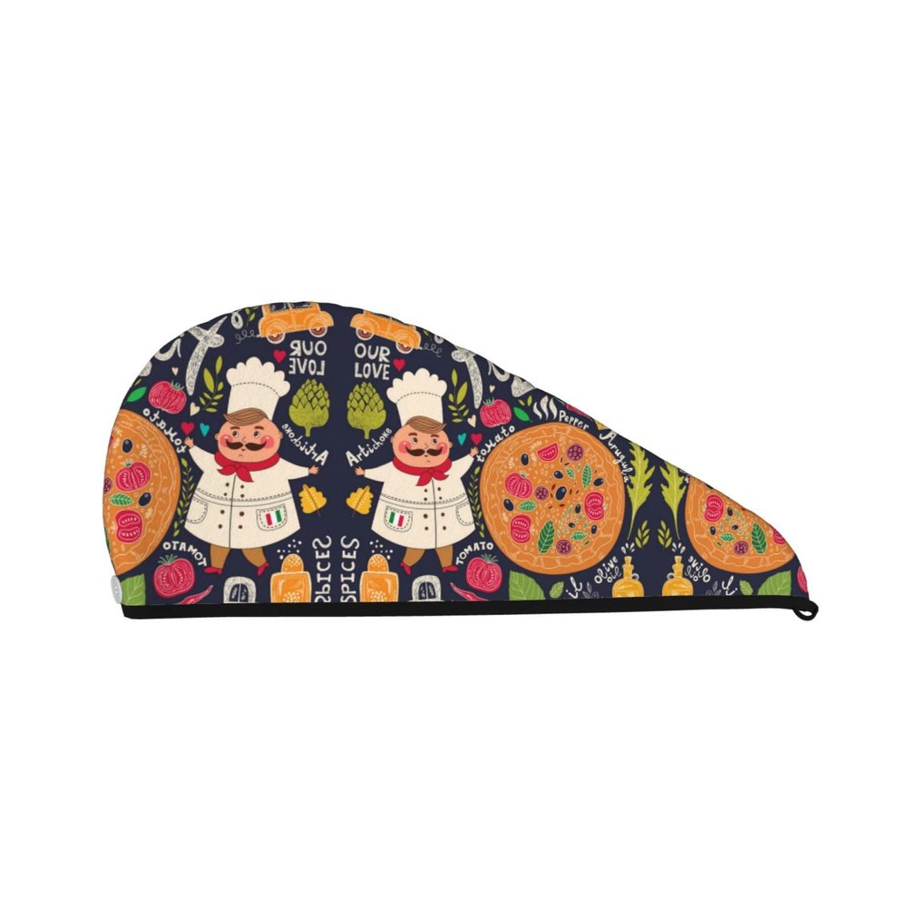 Chef Pizza Coral Fleece Dry Hair Hat