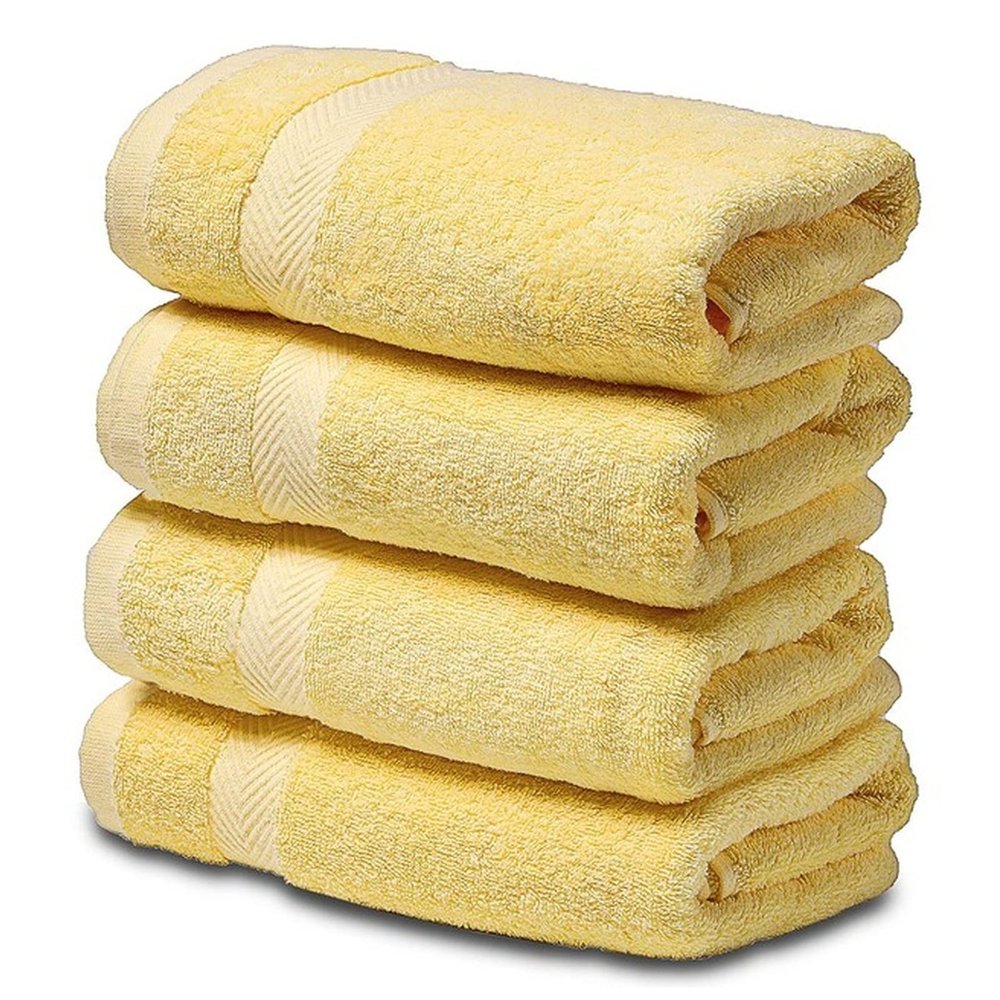 DUnLap Premium Towel Set, 40 x 70, Bathroom & Spa, High Water Absorption, Soft, Non-Fading, 4-Piece Gift Set, Yellow, United States Size