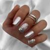 Clataly 24-Piece Square Silver Glitter Press-On Artificial Nails view 1