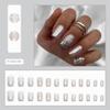 Clataly 24-Piece Square Silver Glitter Press-On Artificial Nails view 2