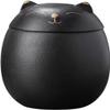 ELEGAM Large Cat-Shaped Ceramic Memorial Urn for Cat Ashes, Black view 1