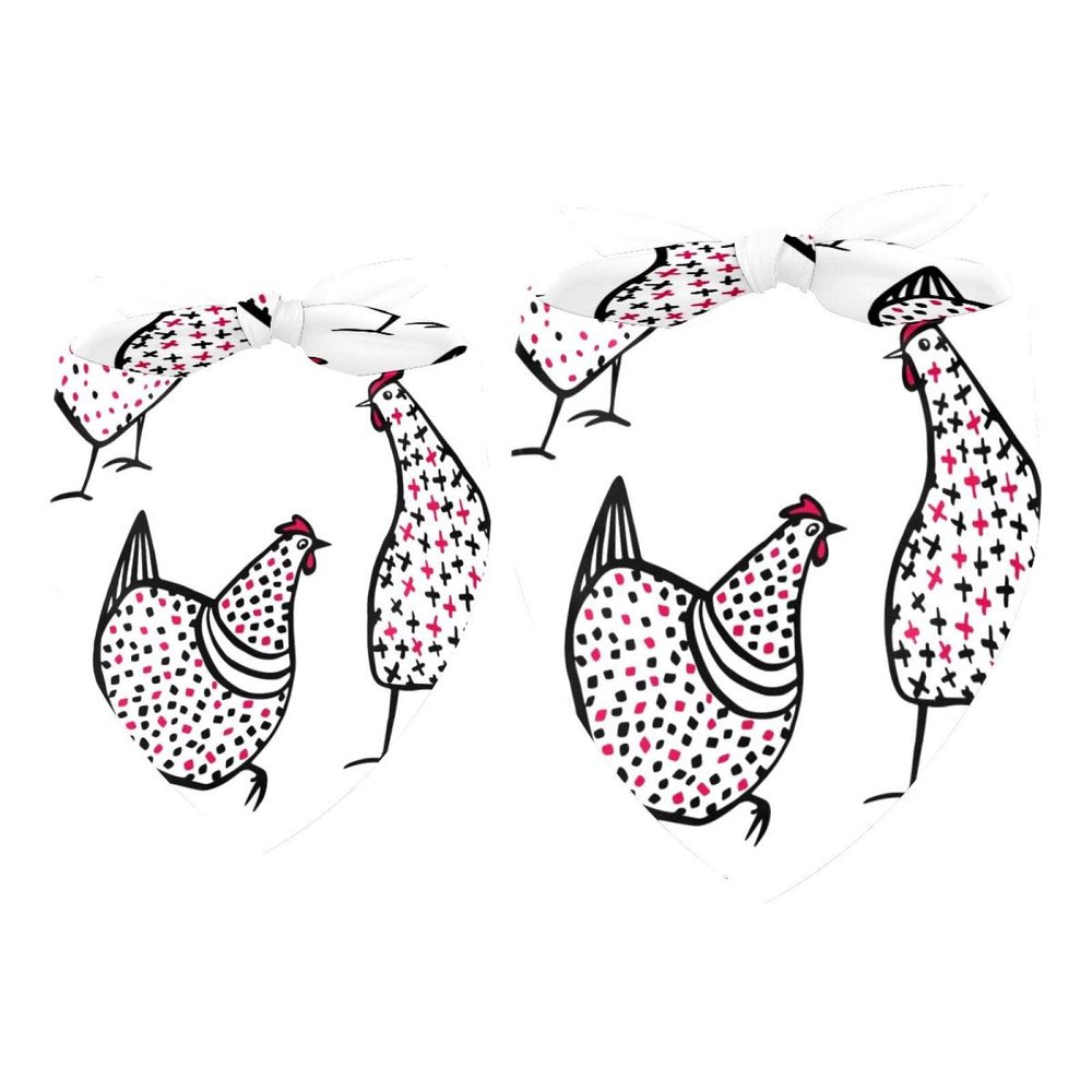 Dog Bandanas with Speckled Chickens, Set of 2