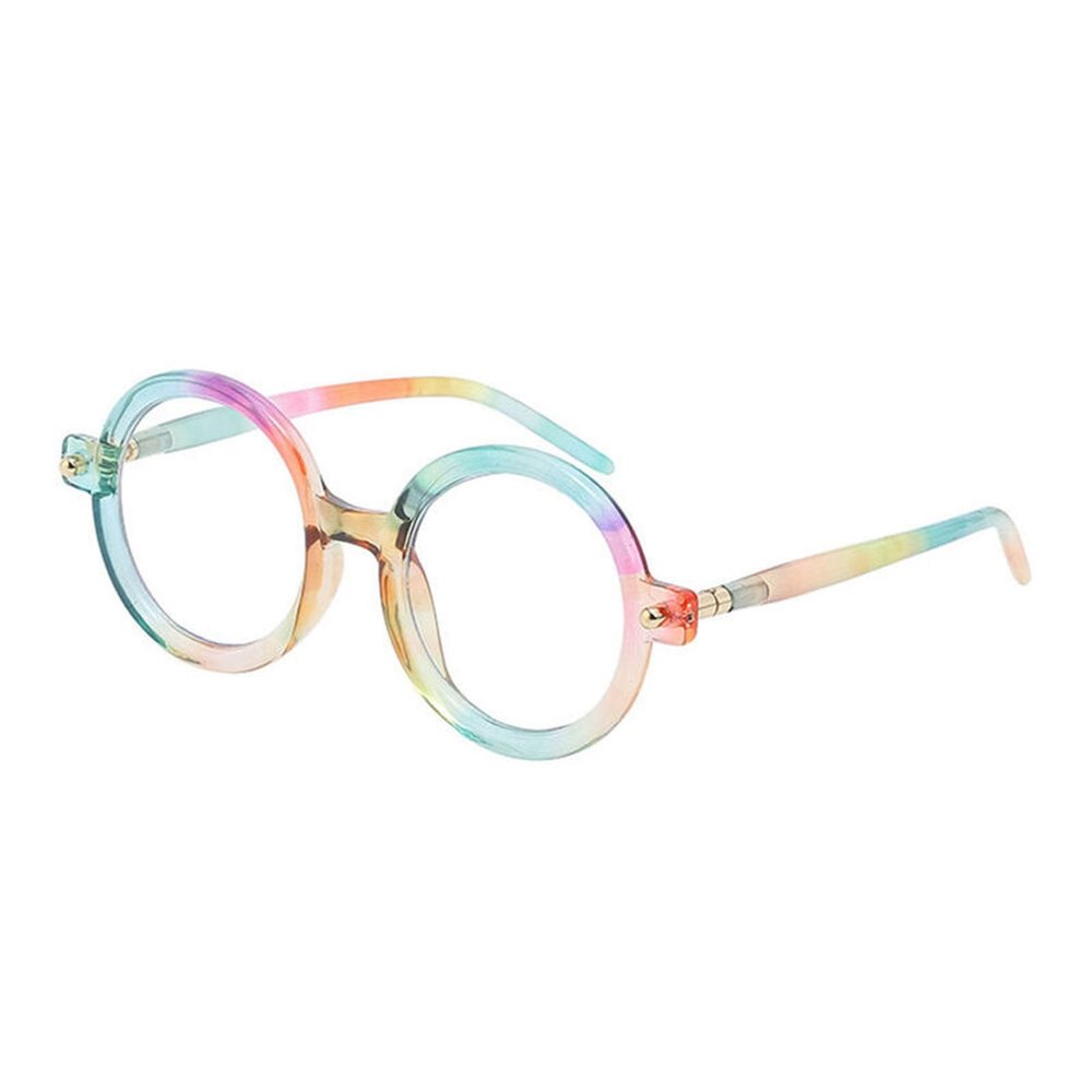 AOOLIA Retro Round Reading Glasses, Large Frame, Blue Light Blocking, Multicolor, +3.5