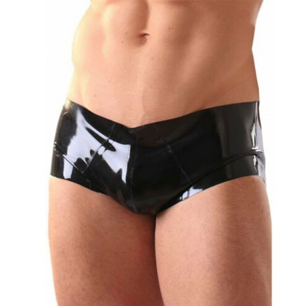 ERNZI Latex Briefs, Army Green, Handmade Fetish Underwear for Men, Black, S