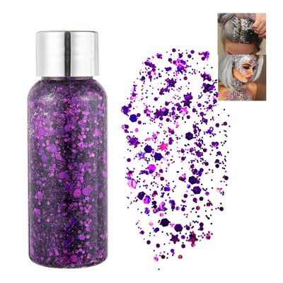 Body Glitter Gel, Chunky Sequins Glitter Liquid Gel, Purple