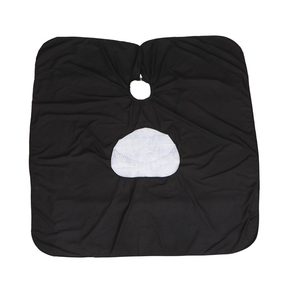 FRCOLOR Black Silk Crepe Hairdressing Cape with Viewing Window