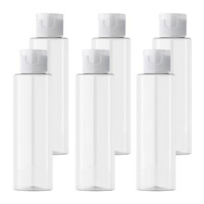BPZXL 6-Pack 100 ml Transparent Plastic Refillable Lotion Bottles with Flip-Top Caps