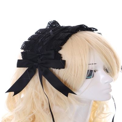C-07-1 Black Maid Lolita Headband with Bow