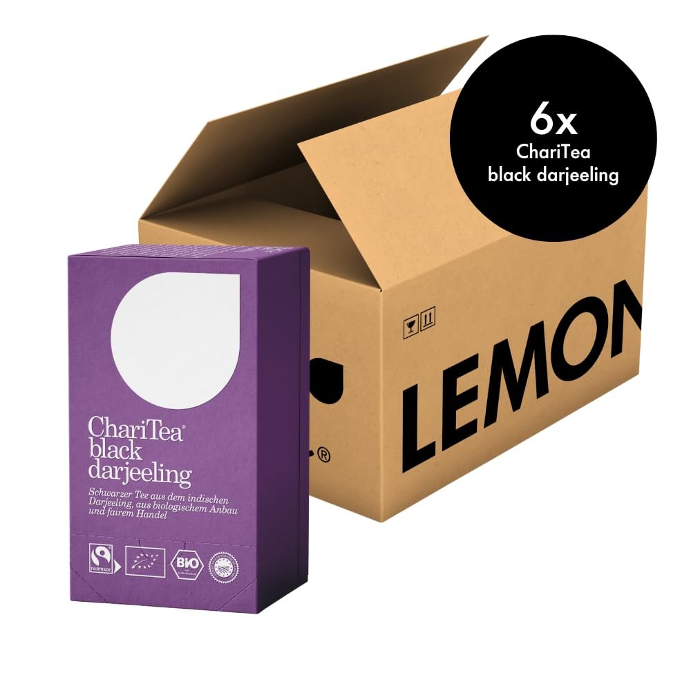 ChariTea Black Darjeeling Tea Bags, 20 Bags per Pack, Organic Black Tea, Fair Trade, Vegan (6 Packs)