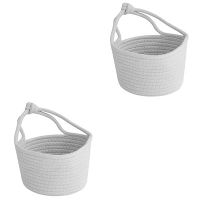 TOYANDONA 2-Piece Woven Hanging Basket, Cotton Rope Decorative Storage Baskets for Toys and Small Items