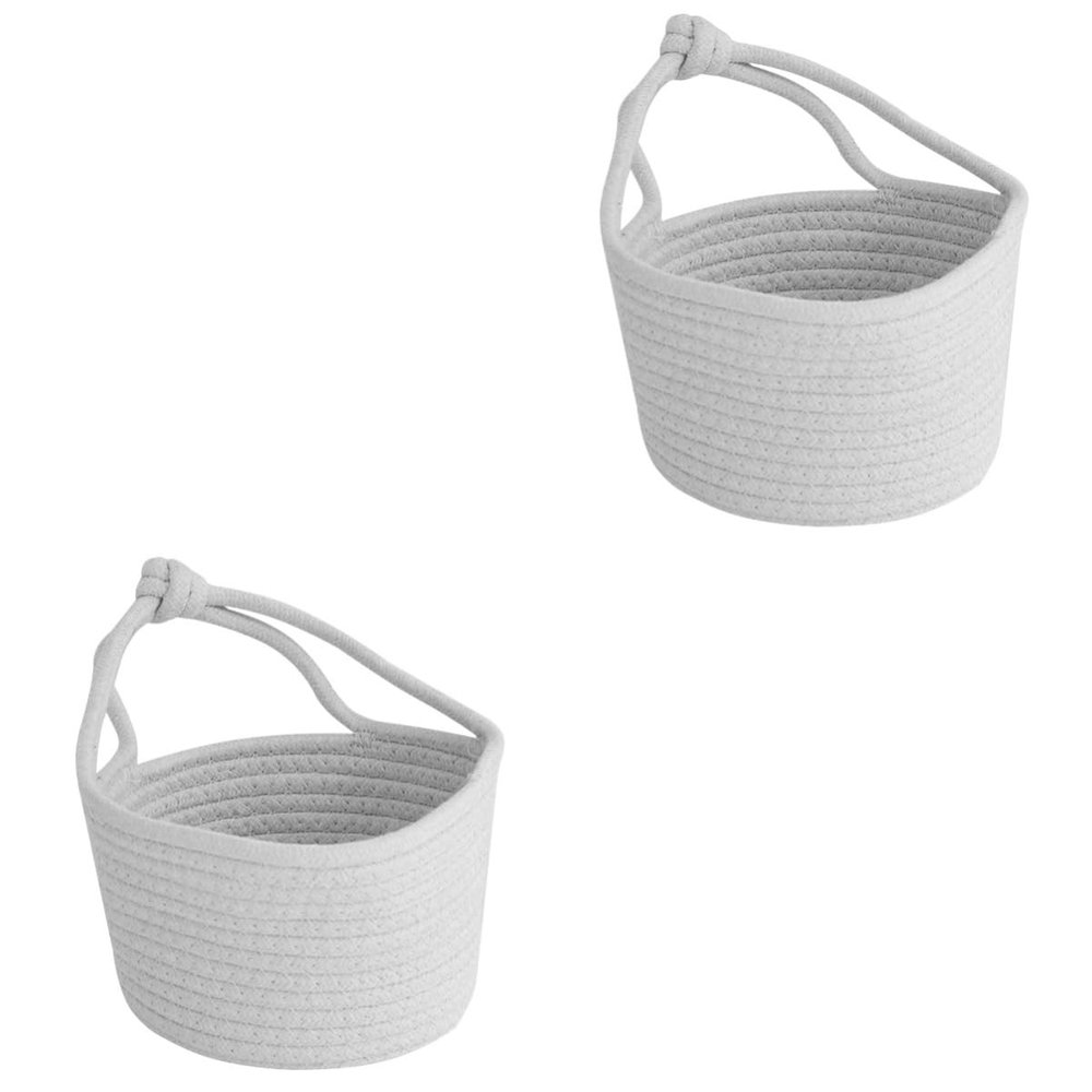 TOYANDONA 2-Piece Woven Hanging Basket, Cotton Rope Decorative Storage Baskets for Toys and Small Items