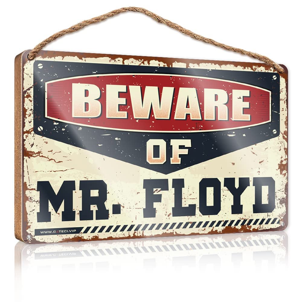 Wooden Sign with “Beware of Mr. Floyd” Text, Bathroom Decor, 15 x 28 cm